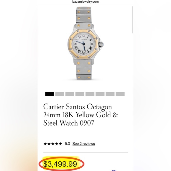 Vintage Cartier Santos Octagon 24mm 18K Yellow Gold Stainless Steel Watch
